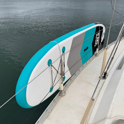 SUP board holder mounted on outside of boat rail – paddle board rack for sailing yacht