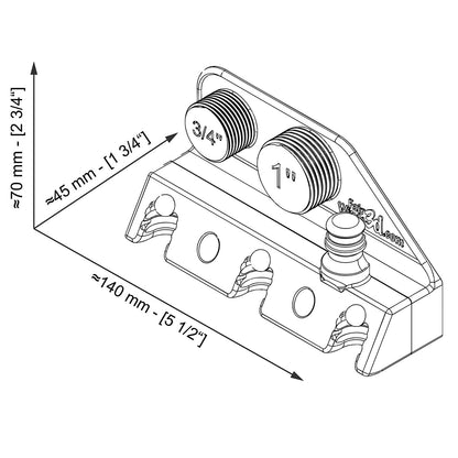 Dimensions of hose accessory wall mount holder – fits walls from 15mm thickness