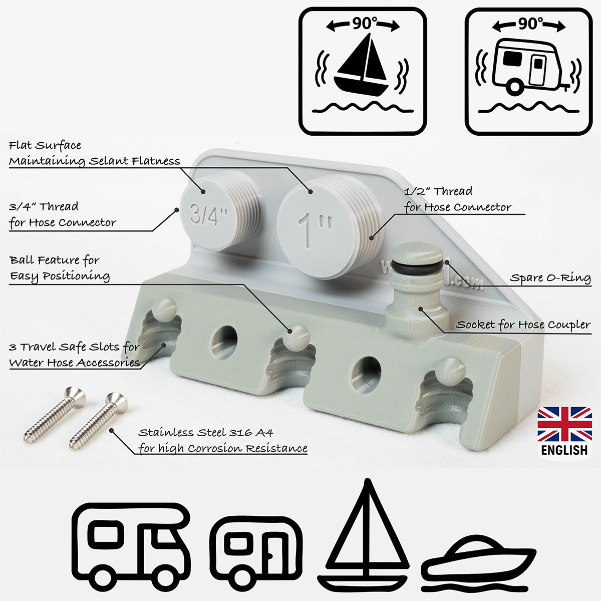 Hose accessory holder – feature overview: secure hold, Gardena-compatible… (EN)